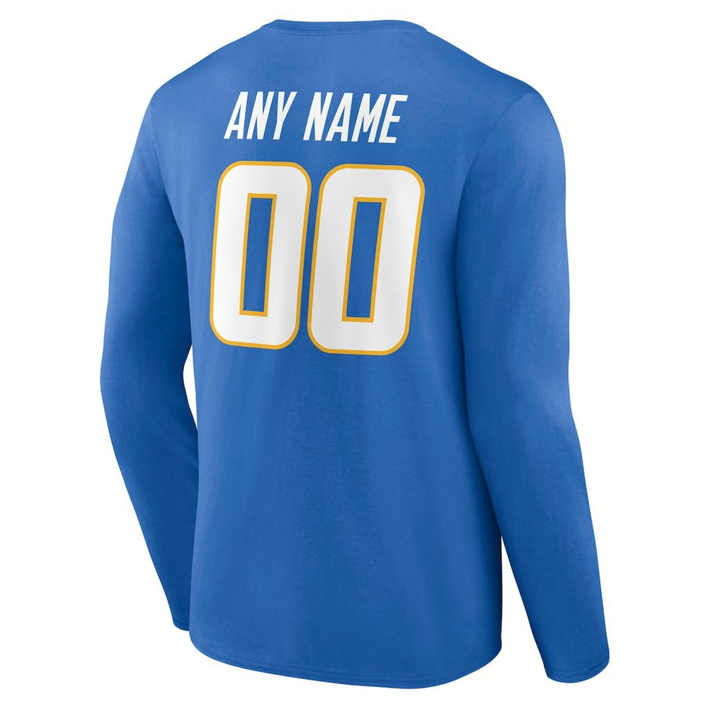 NFL Los Angeles Chargers Team Authentic Personalized Name & Number Long Sleeve T-Shirt