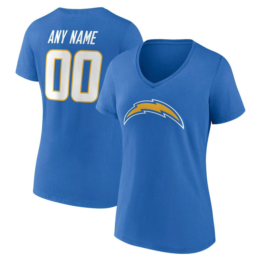 NFL Los Angeles Chargers Women's Team Authentic Personalized Name & Number V-Neck T-Shirt