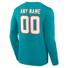 NFL Miami Dolphins Team Authentic Personalized Name & Number Long Sleeve T-Shirt