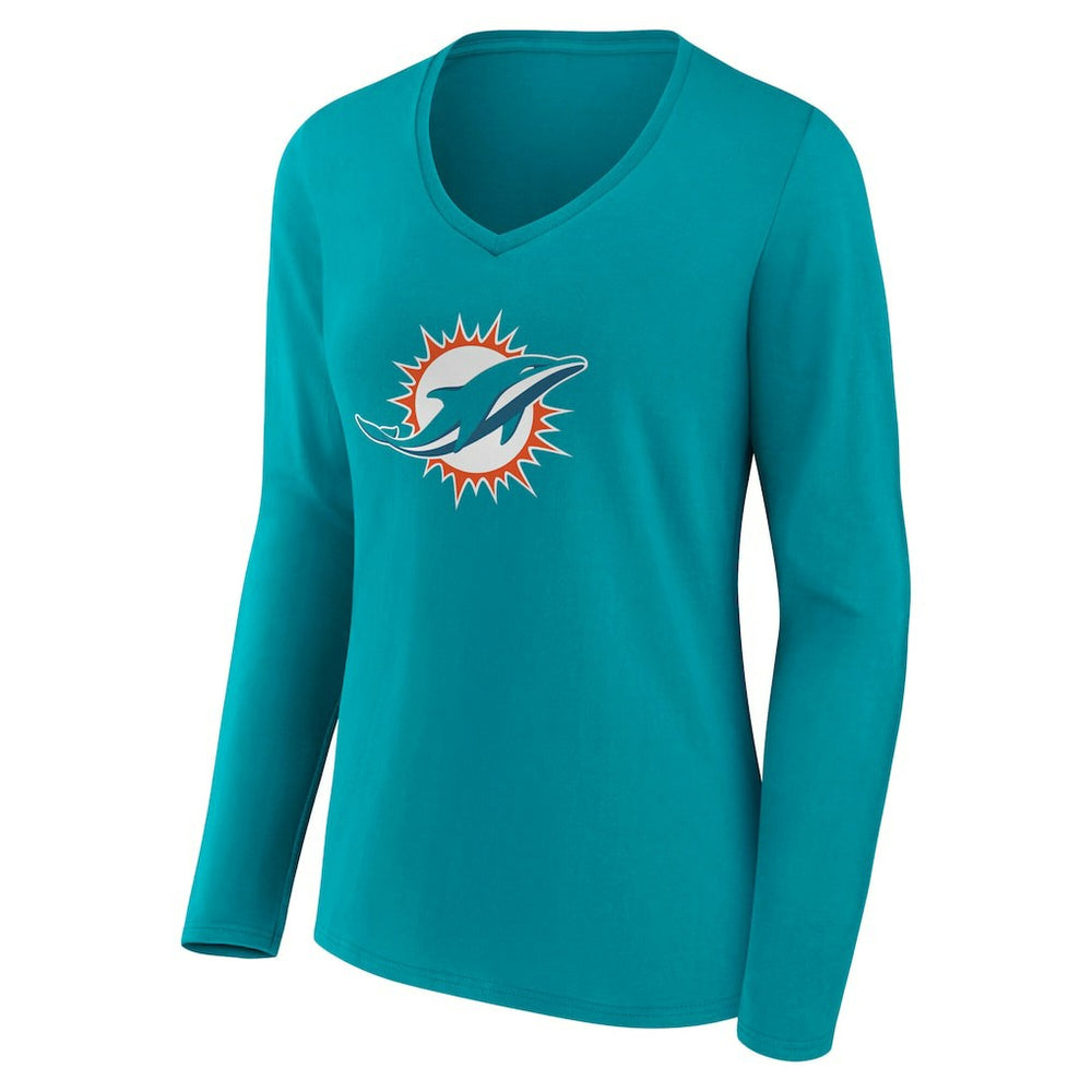 NFL Miami Dolphins Women's Team Authentic Personalized Name & Number Long Sleeve V-Neck T-Shirt