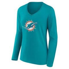 NFL Miami Dolphins Women's Team Authentic Personalized Name & Number Long Sleeve V-Neck T-Shirt