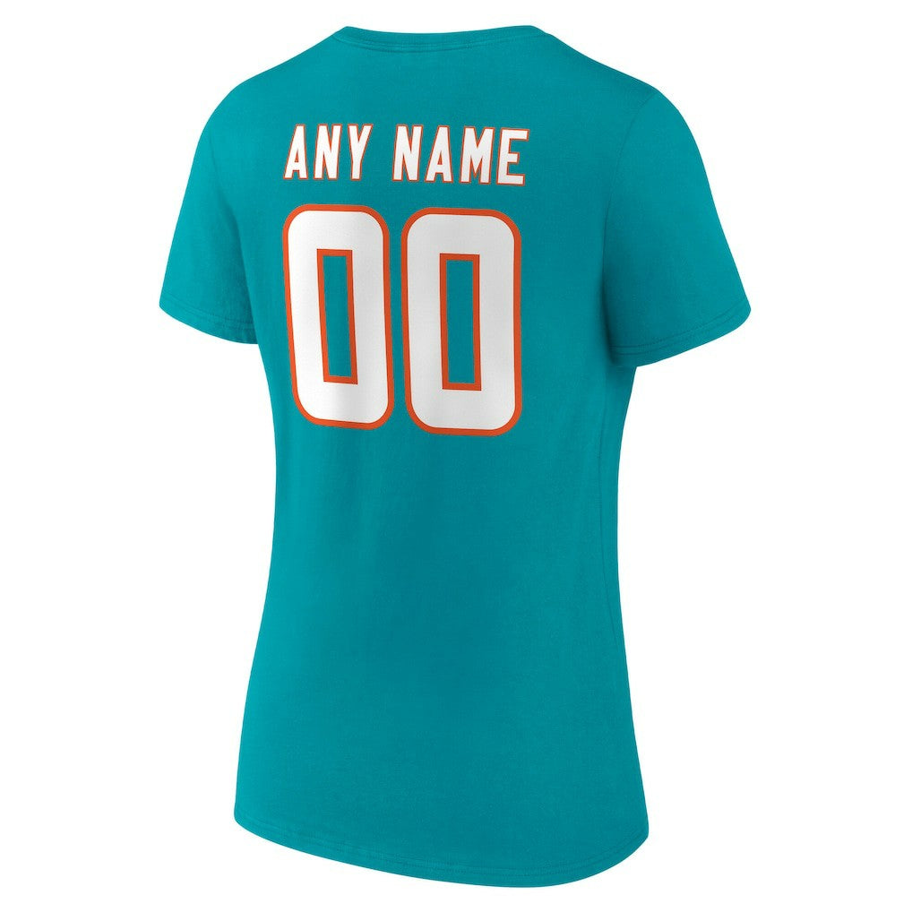 NFL Miami Dolphins Women's Team Authentic Personalized Name & Number V-Neck T-Shirt