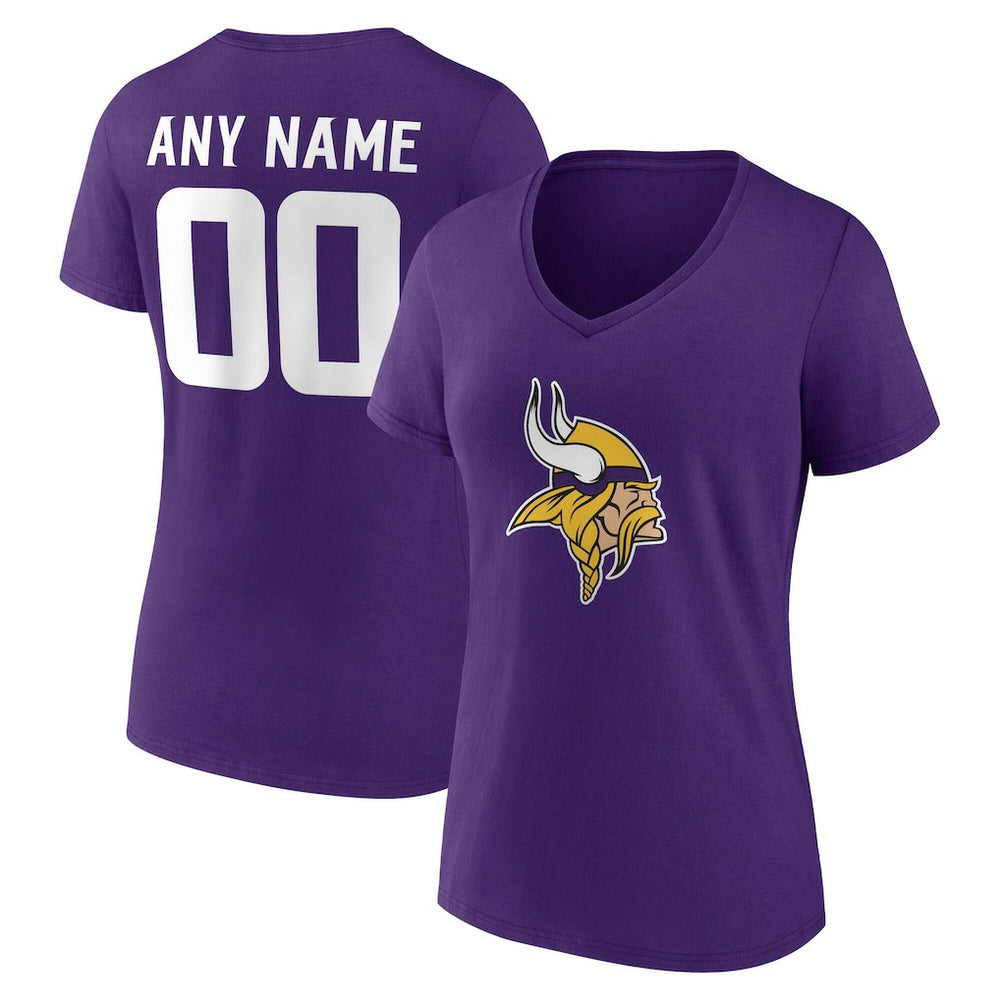 NFL Minnesota Vikings Women's Team Authentic Personalized Name & Number V-Neck T-Shirt