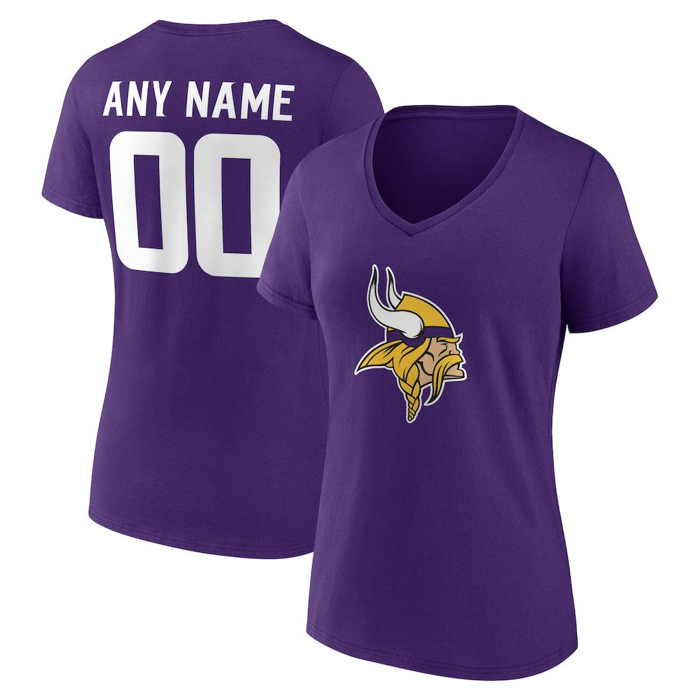 NFL Minnesota Vikings Women's Team Authentic Personalized Name & Number V-Neck T-Shirt