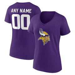 NFL Minnesota Vikings Women's Team Authentic Personalized Name & Number V-Neck T-Shirt