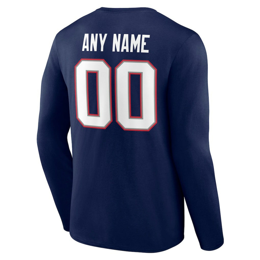 NFL New England Patriots Team Authentic Personalized Name & Number Long Sleeve T-Shirt