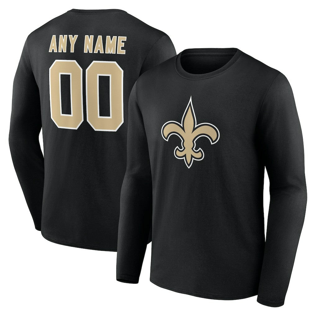 NFL New Orleans Saints Team Authentic Personalized Name & Number Long Sleeve T-Shirt