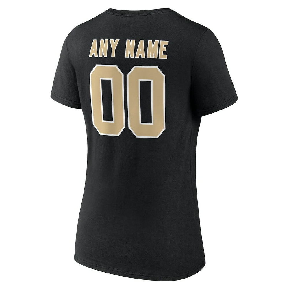 NFL New Orleans Saints Women's Team Authentic Personalized Name & Number V-Neck T-Shirt