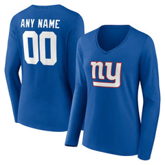 NFL New York Giants Women's Team Authentic Personalized Name & Number Long Sleeve V-Neck T-Shirt