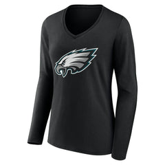 NFL Philadelphia Eagles Women's Team Authentic Personalized Name & Number Long Sleeve V-Neck T-Shirt