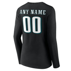 NFL Philadelphia Eagles Women's Team Authentic Personalized Name & Number Long Sleeve V-Neck T-Shirt