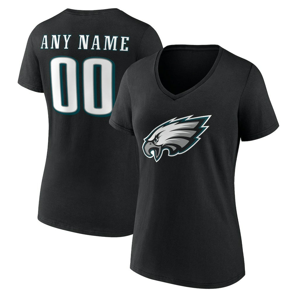 NFL Philadelphia Eagles Women's Team Authentic Personalized Name & Number V-Neck T-Shirt