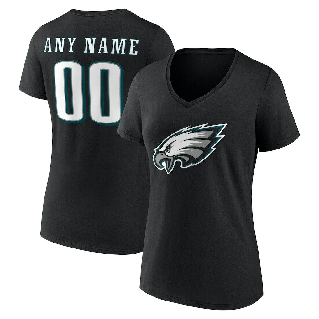 NFL Philadelphia Eagles Women's Team Authentic Personalized Name & Number V-Neck T-Shirt