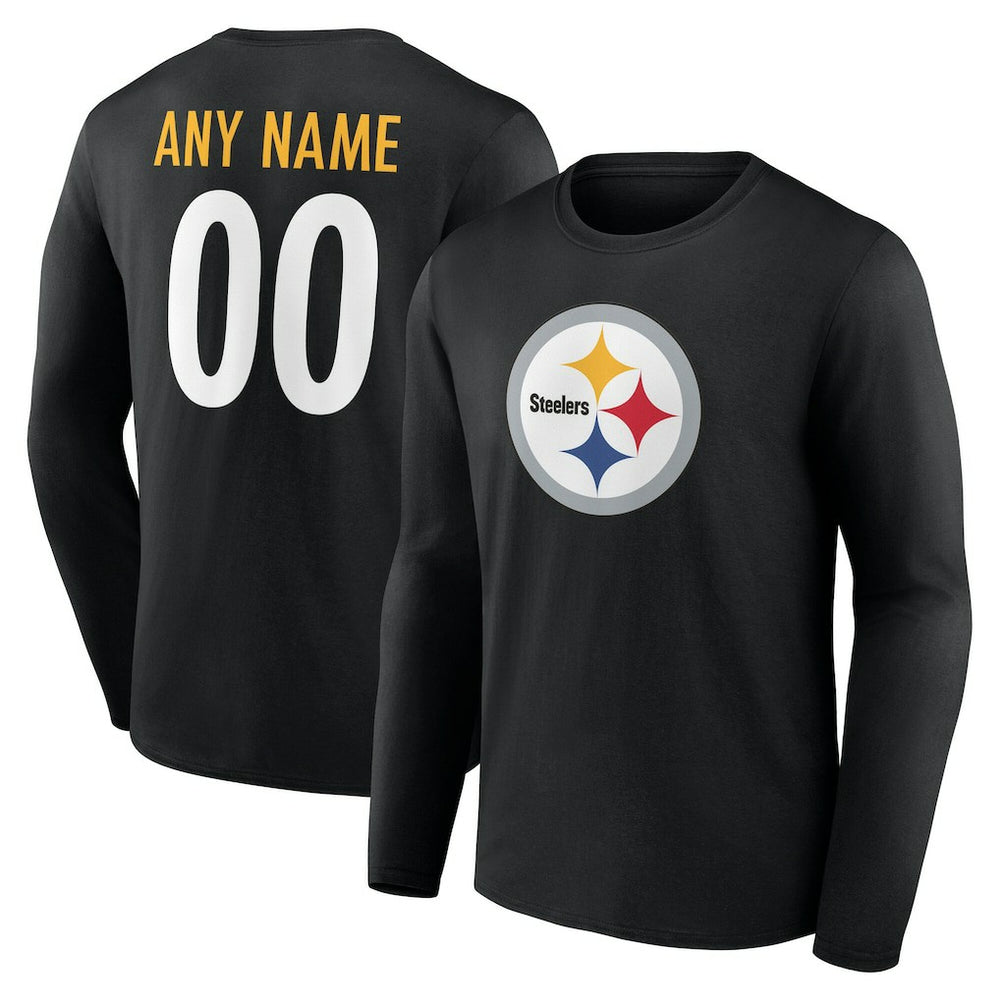 NFL Pittsburgh Steelers Team Authentic Personalized Name & Number Long Sleeve T-Shirt