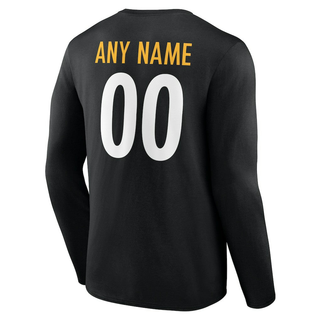 NFL Pittsburgh Steelers Team Authentic Personalized Name & Number Long Sleeve T-Shirt