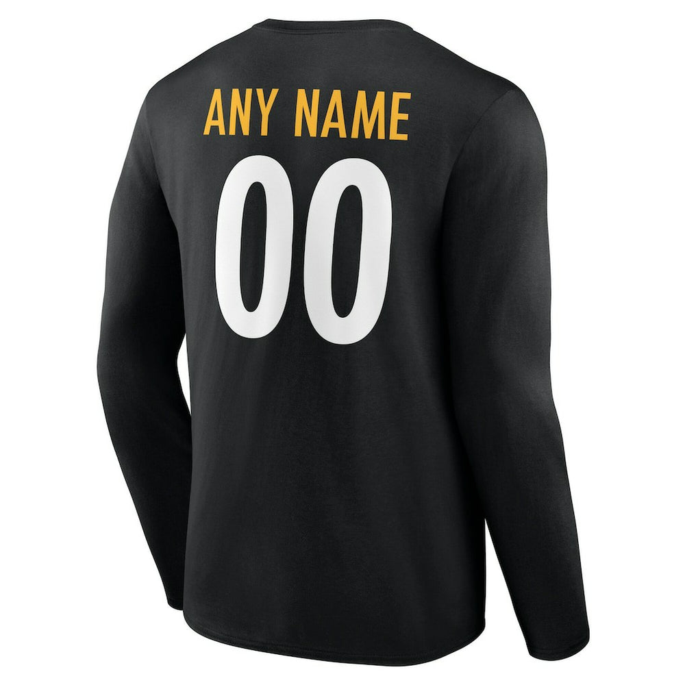NFL Pittsburgh Steelers Team Authentic Personalized Name & Number Long Sleeve T-Shirt