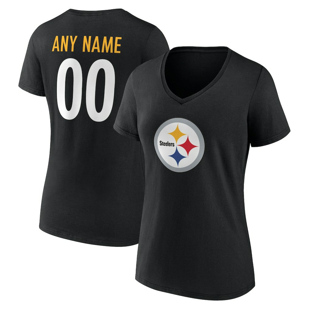 NFL Pittsburgh Steelers Women's Team Authentic Personalized Name & Number V-Neck T-Shirt