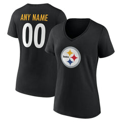 NFL Pittsburgh Steelers Women's Team Authentic Personalized Name & Number V-Neck T-Shirt