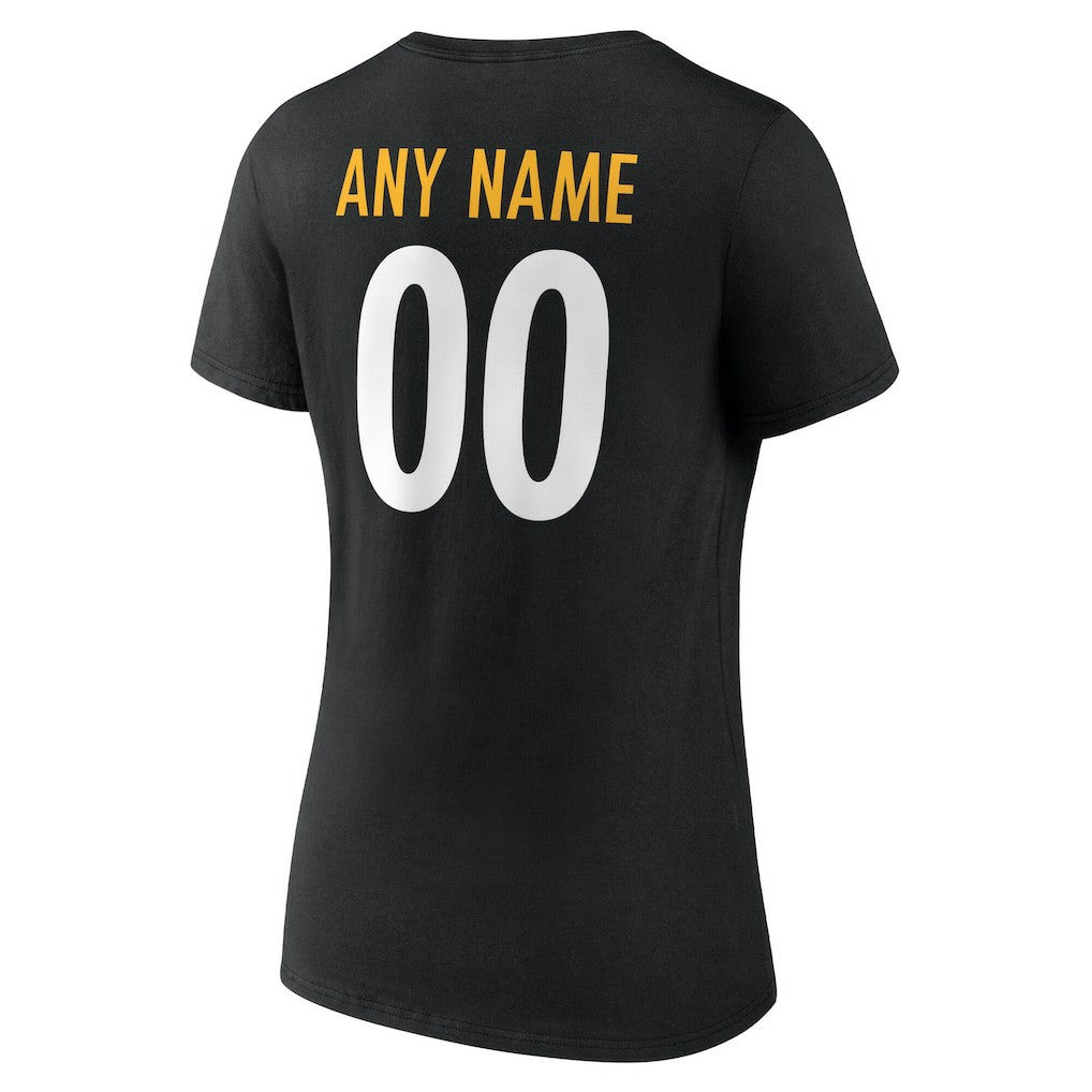 NFL Pittsburgh Steelers Women's Team Authentic Personalized Name & Number V-Neck T-Shirt