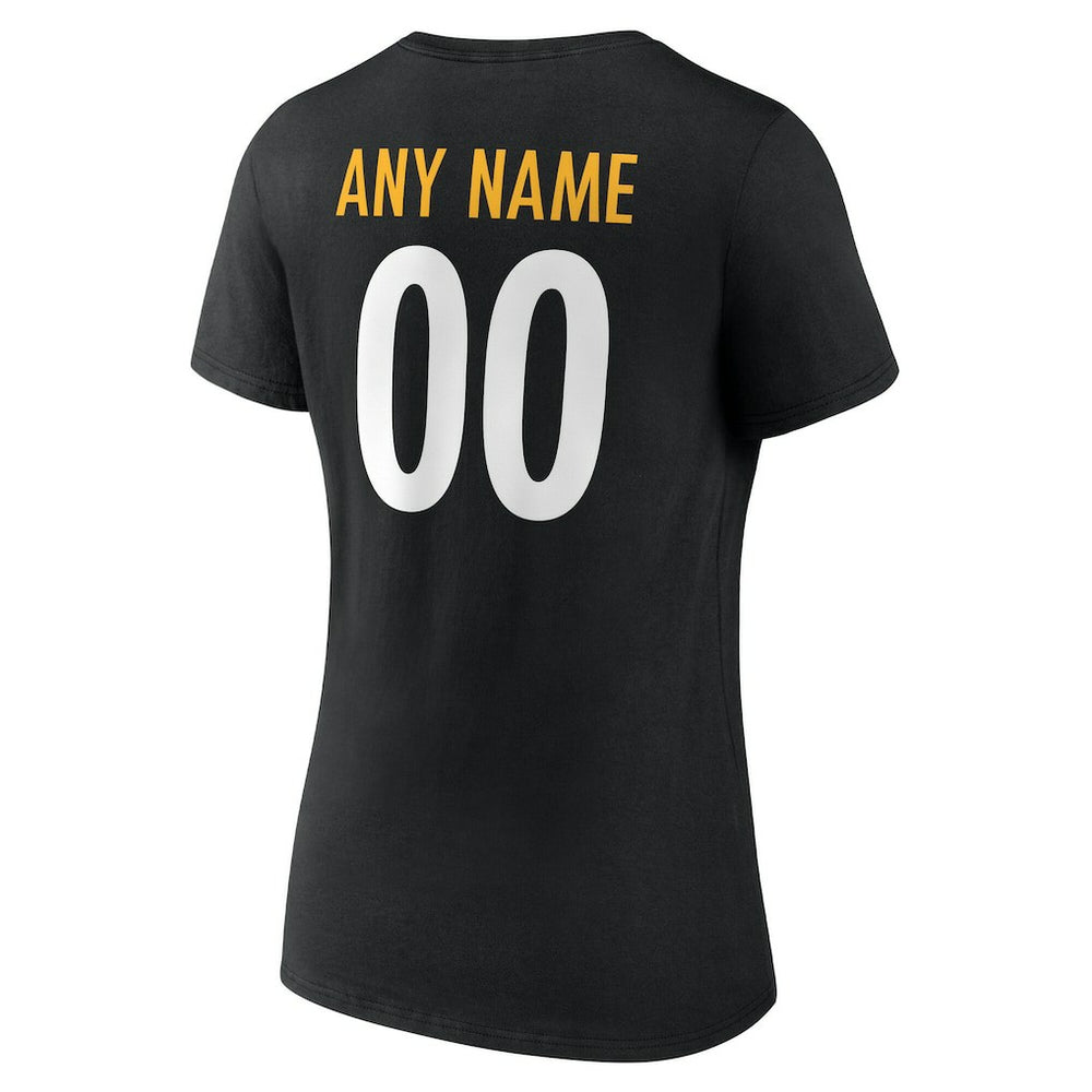 NFL Pittsburgh Steelers Women's Team Authentic Personalized Name & Number V-Neck T-Shirt