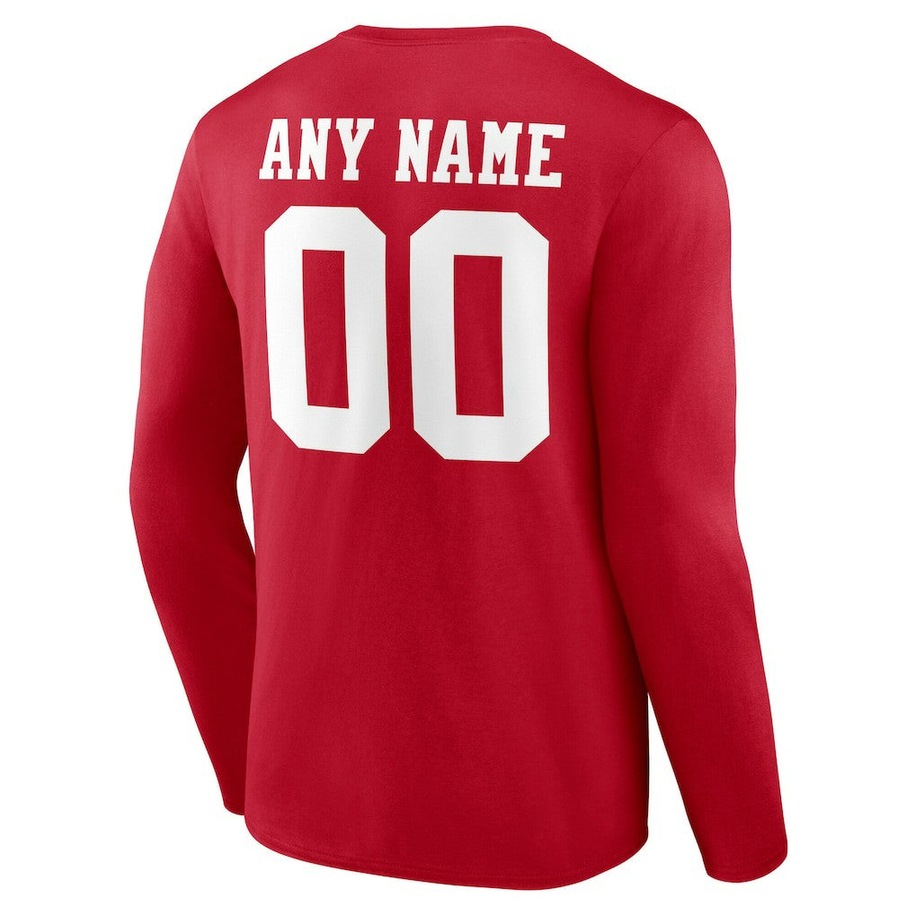 NFL San Francisco 49ers Team Authentic Personalized Name & Number Long Sleeve T-Shirt