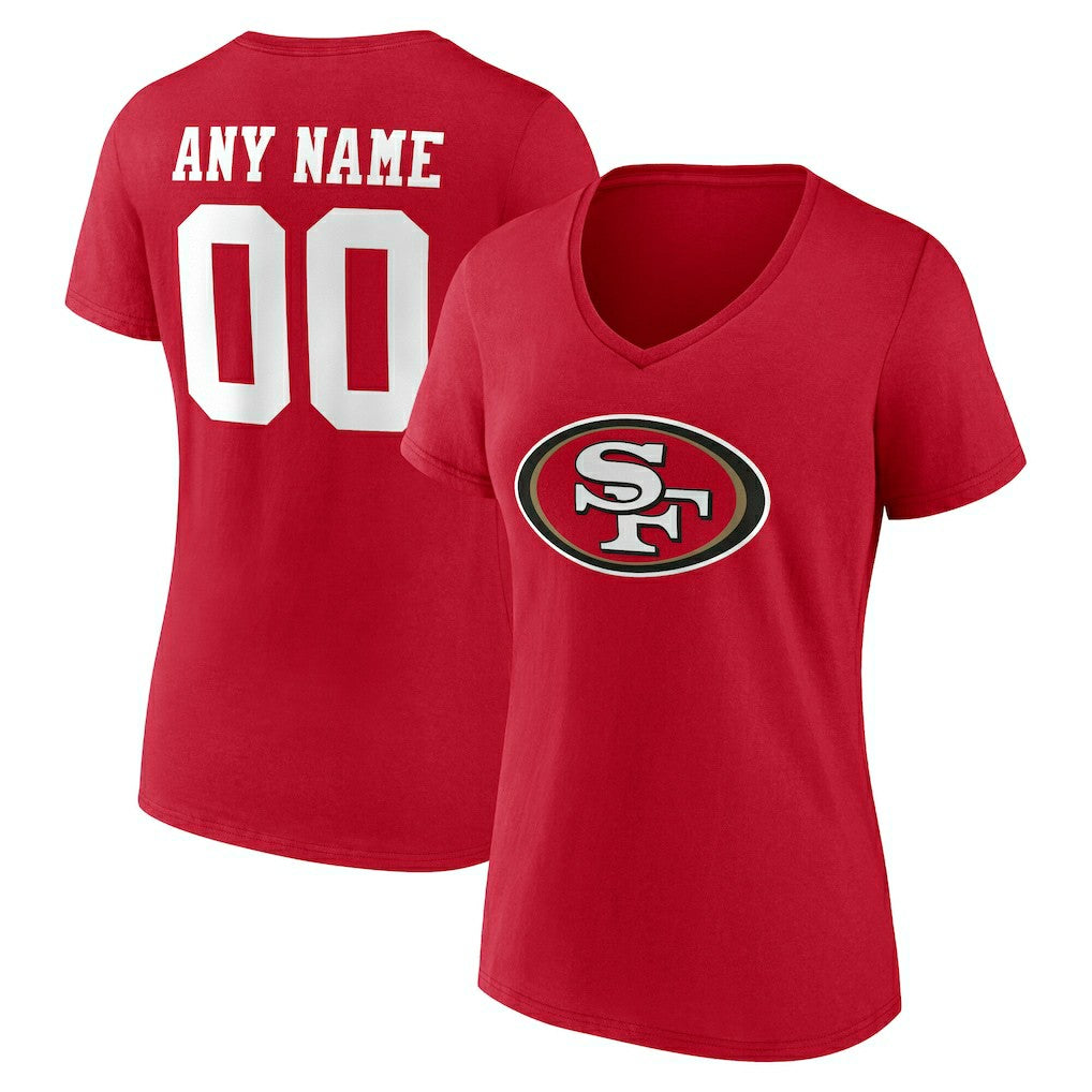 NFL San Francisco 49ers Women's Team Authentic Personalized Name & Number V-Neck T-Shirt
