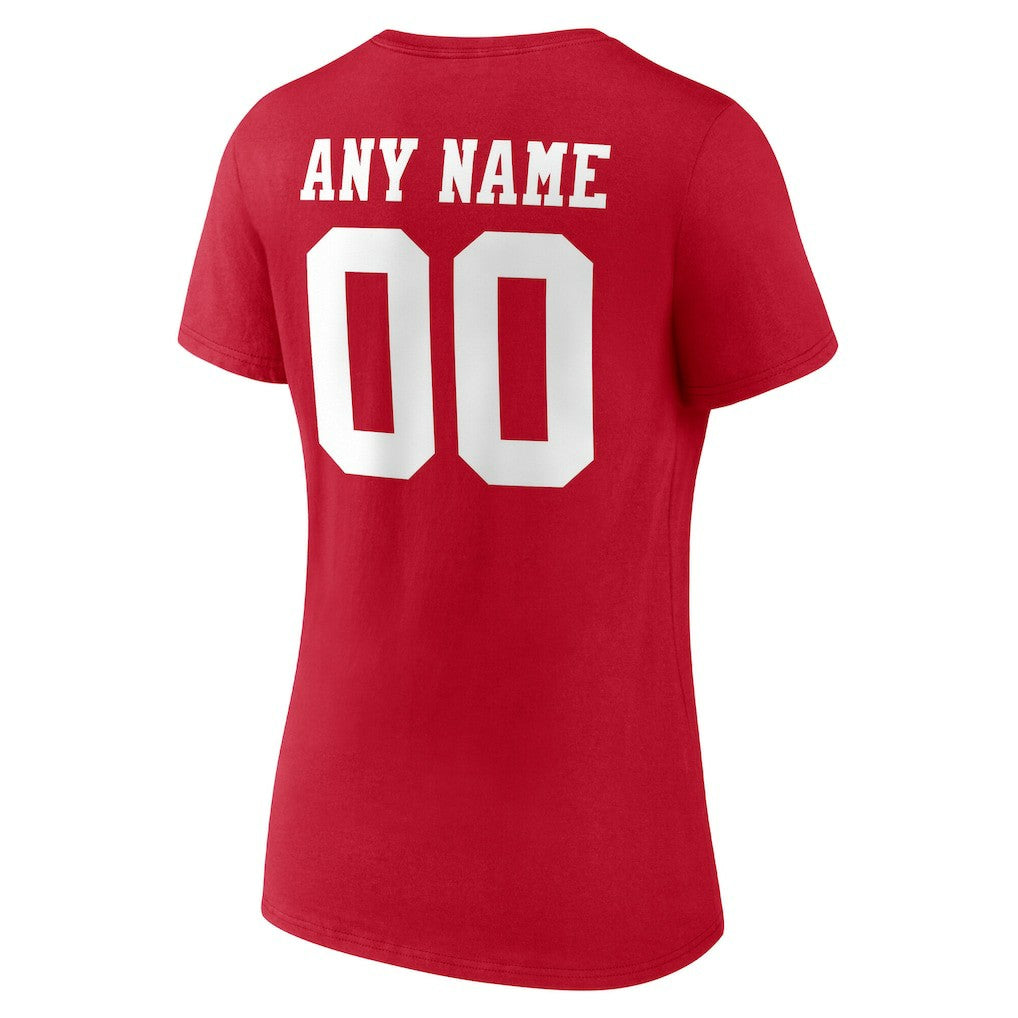 NFL San Francisco 49ers Women's Team Authentic Personalized Name & Number V-Neck T-Shirt