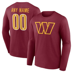 NFL Washington Commanders Team Authentic Personalized Name & Number Long Sleeve T-Shirt