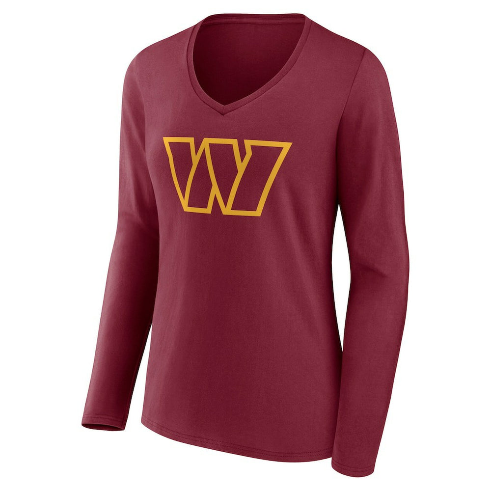 NFL Washington Commanders Women's Team Authentic Personalized Name & Number Long Sleeve V-Neck T-Shirt