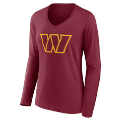 NFL Washington Commanders Women's Team Authentic Personalized Name & Number Long Sleeve V-Neck T-Shirt