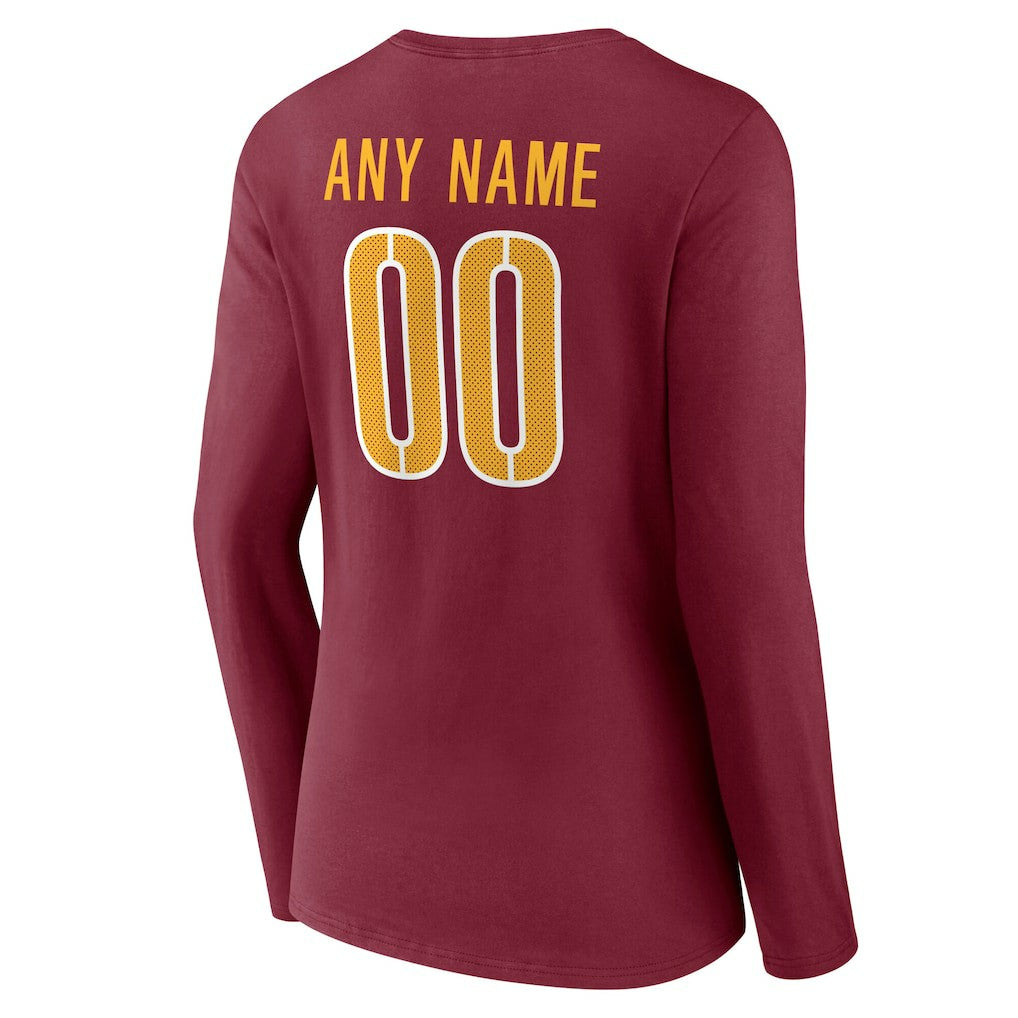 NFL Washington Commanders Women's Team Authentic Personalized Name & Number Long Sleeve V-Neck T-Shirt