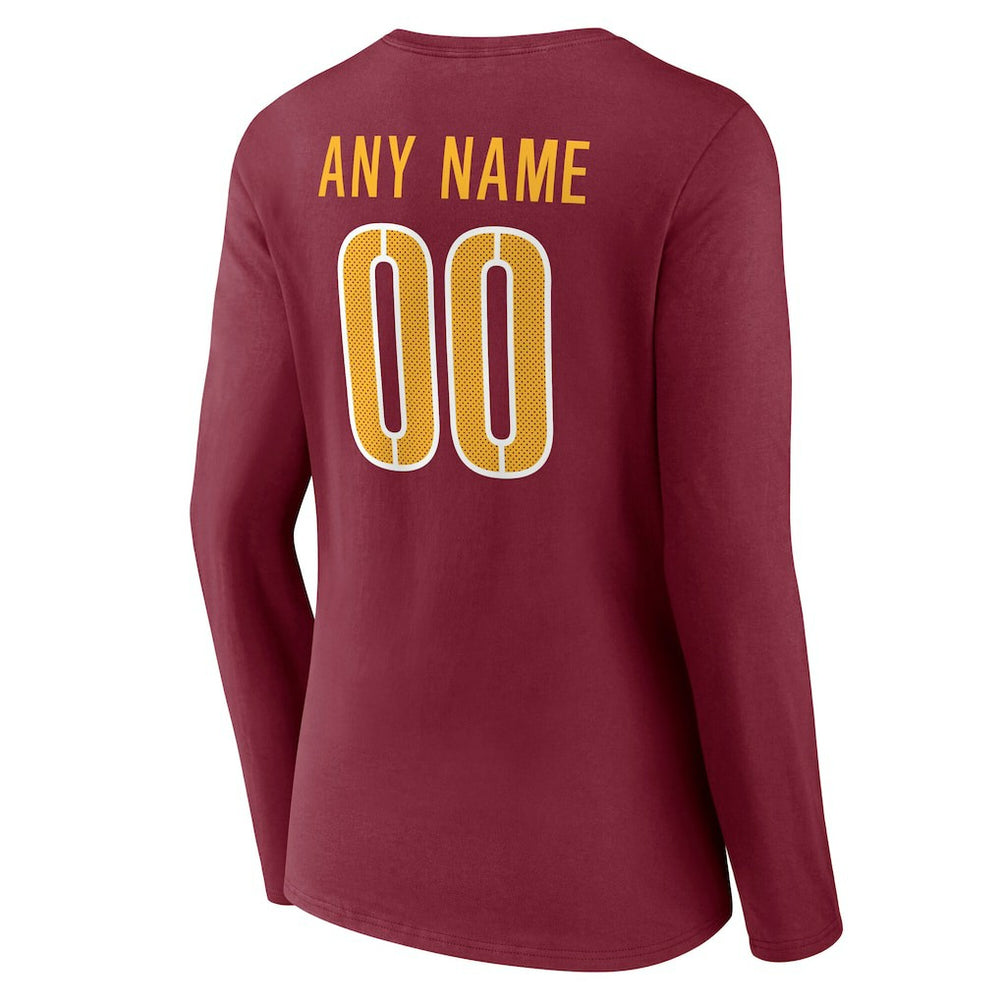 NFL Washington Commanders Women's Team Authentic Personalized Name & Number Long Sleeve V-Neck T-Shirt
