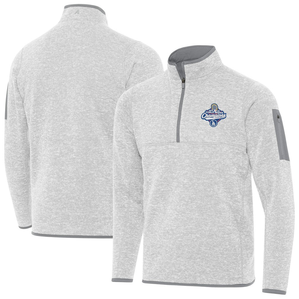 Los Angeles Dodgers Antigua Back-to-Back World Series Champions Fortune Quarter-Zip Pullover - Heather Gray