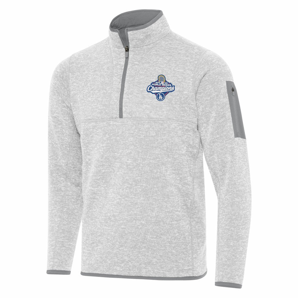 Los Angeles Dodgers Antigua 2025 World Series Champions Fortune Quarter-Zip Jacket - Heather Gray
