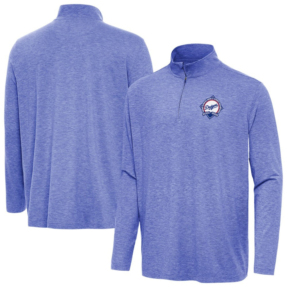 Los Angeles Dodgers Antigua Back-to-Back World Series Champions Hunk Quarter-Zip Pullover - Heather Royal