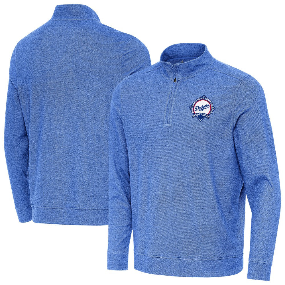 Los Angeles Dodgers Antigua Back-to-Back World Series Champions Subtle Quarter-Zip Pullover - Heather Royal