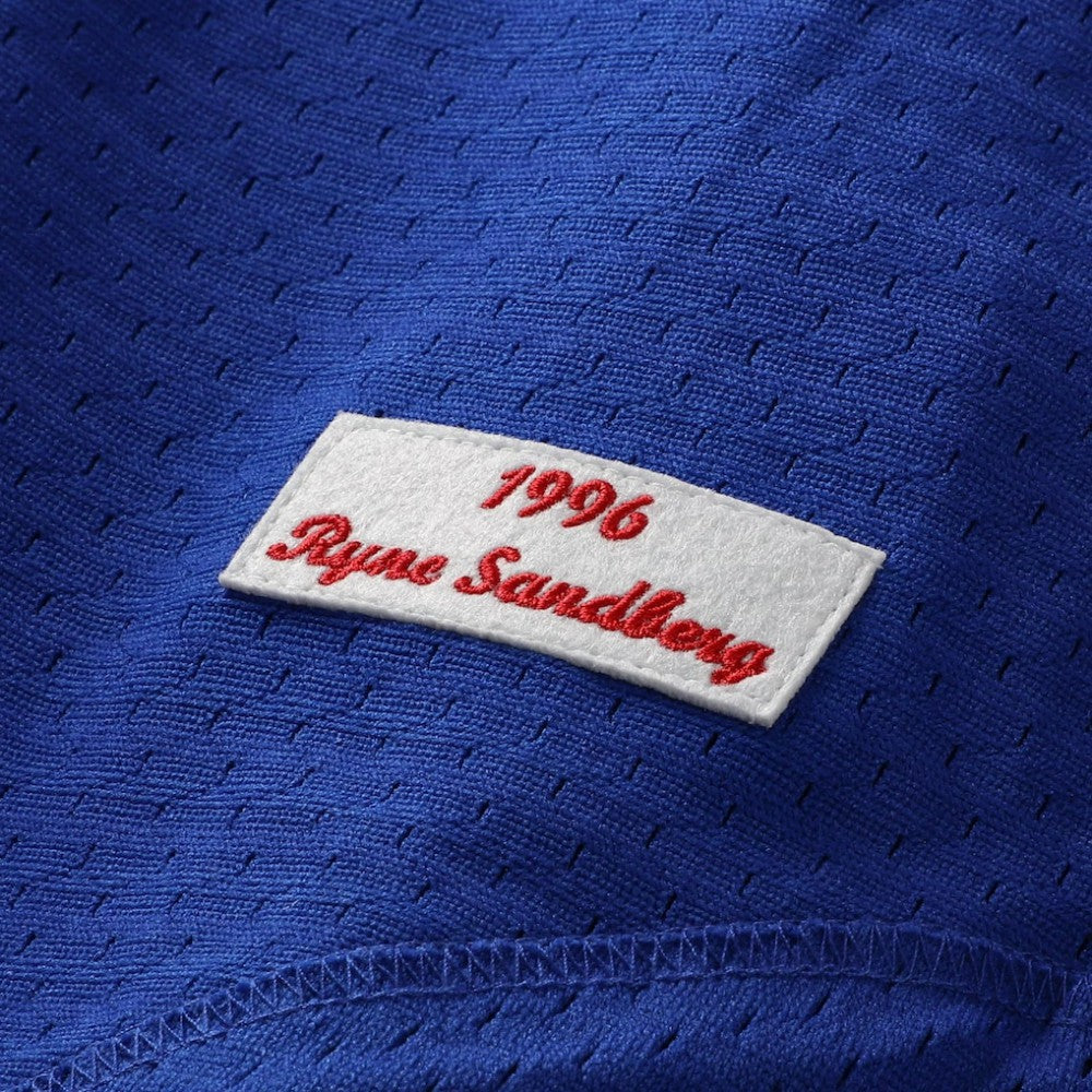Ryne Sandberg Chicago Cubs Cooperstown Collection 1996 Mesh Batting Practice Button-Up Jersey - Royal | Mitchell & Ness