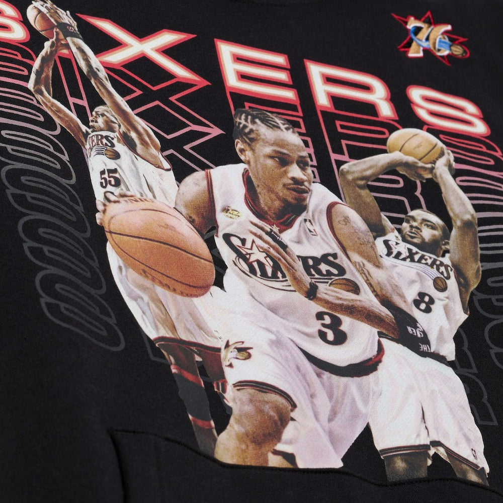 Philadelphia 76ers Hardwood Classics Originals Collection 2000-2001 Team Roster Fleece Hoodie - Black | Mitchell & Ness for sale