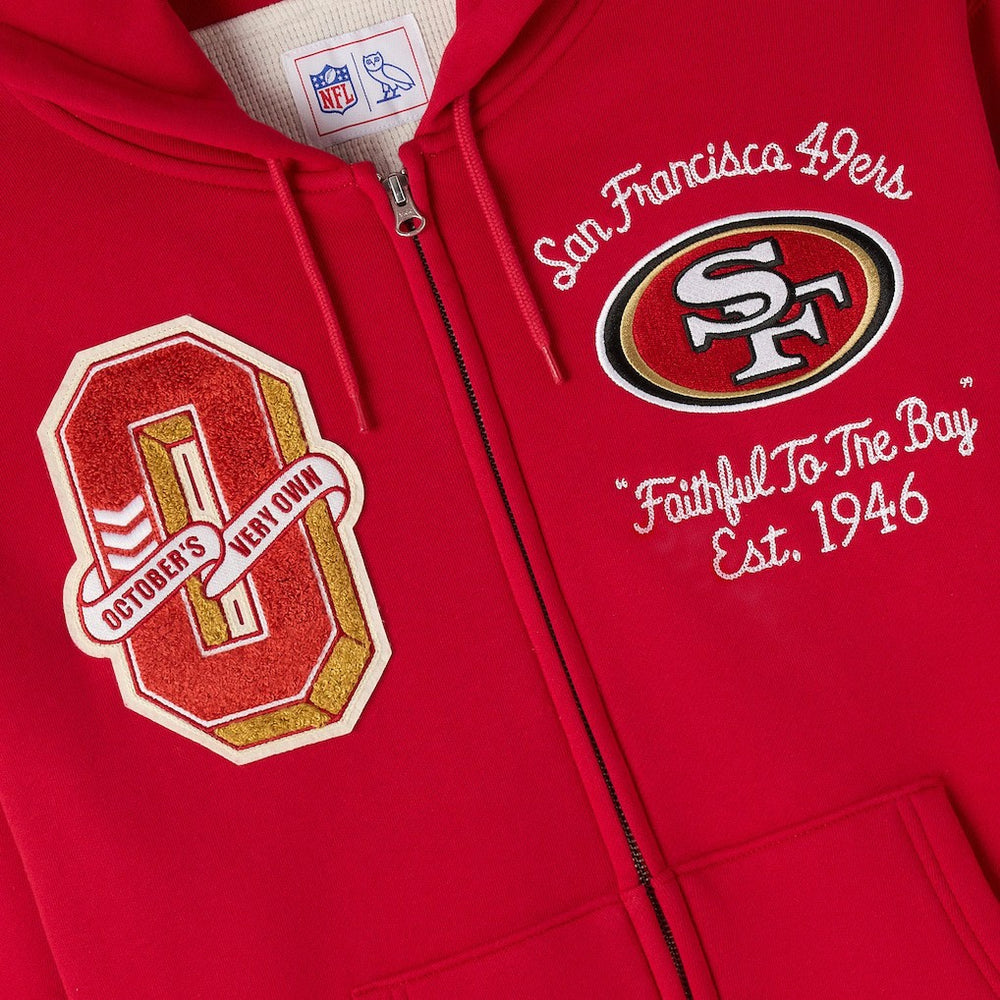 NFL San Francisco 49ers OVO x NFL Unisex Full-Zip Waffle-Lined Hoodie