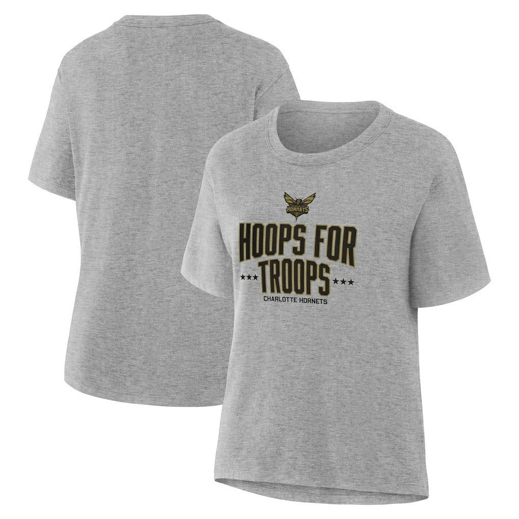 Charlotte Hornets Women's Hoops For Troops T-Shirt - Gray on sale