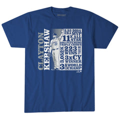 Clayton Kershaw Los Angeles Dodgers BreakingT Unisex GOAT List T-Shirt - Royal