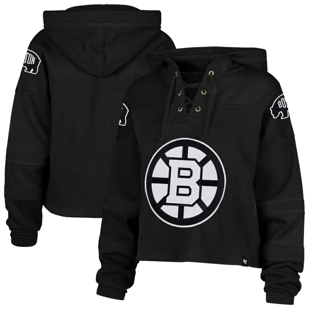Boston Bruins '47 Women's Cropped Lacer Hoodie