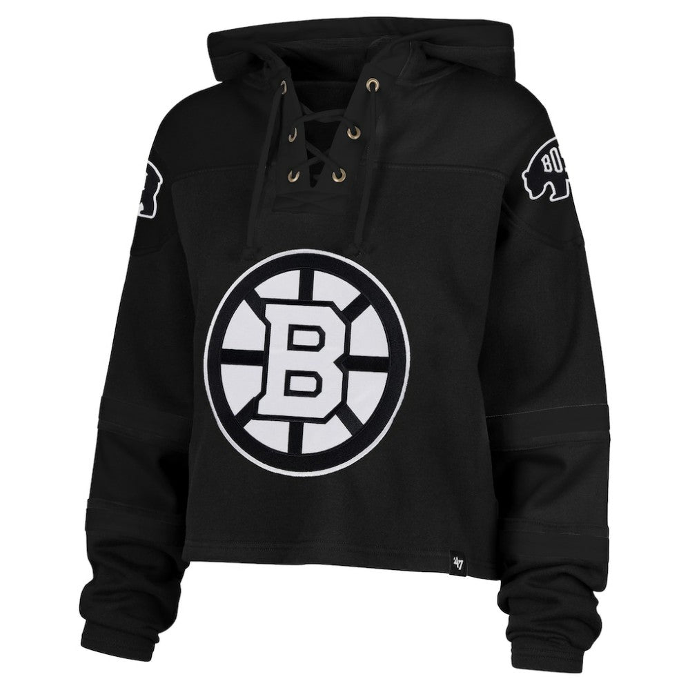 Boston Bruins '47 Women's Cropped Lacer Hoodie