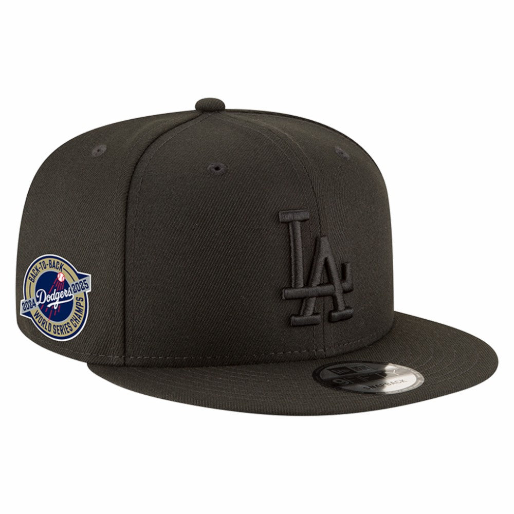 Los Angeles Dodgers 2024/25 Back-to-Back Champions Circle Side Patch 9FIFTY Snapback Hat - Black | New Era