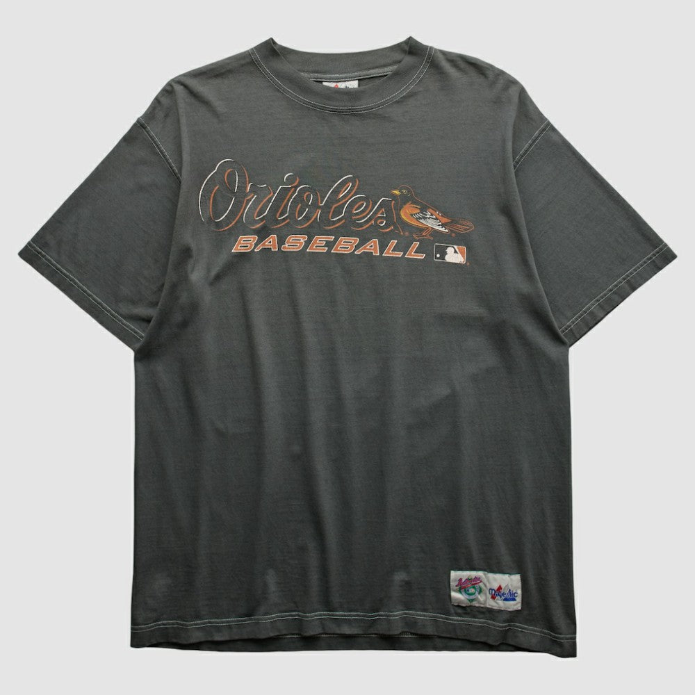 Baltimore Orioles Majestic 2000s T-shirt - Charcoal Vintage