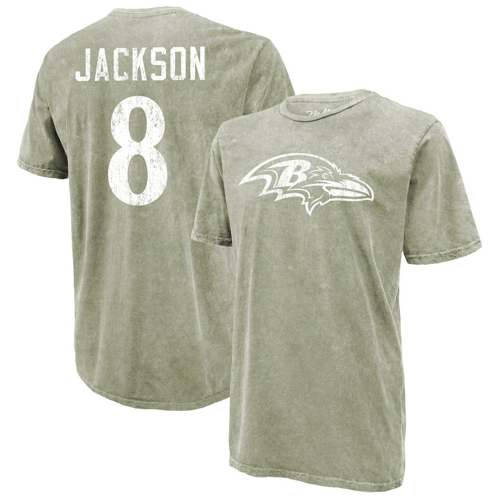 NFL Baltimore Ravens Lamar Jackson  Majestic Threads Mineral Wash Name & Number T-Shirt