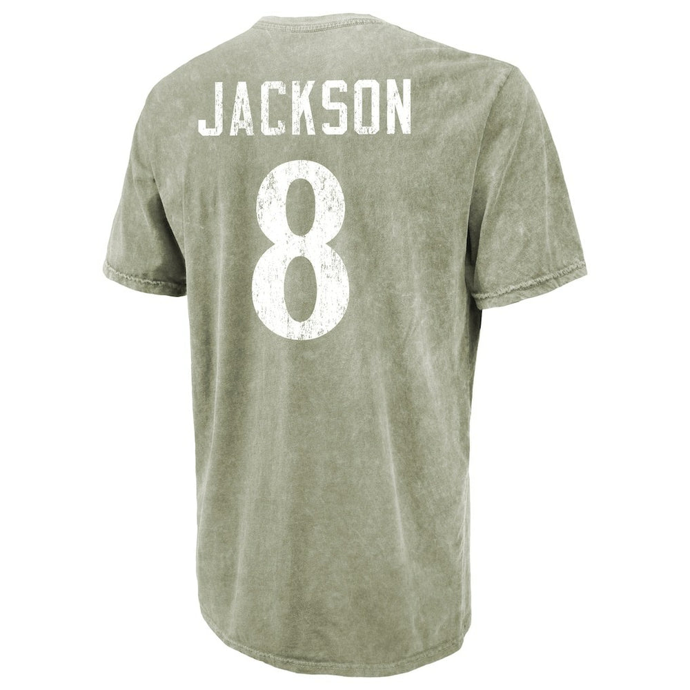 NFL Baltimore Ravens Lamar Jackson  Majestic Threads Mineral Wash Name & Number T-Shirt