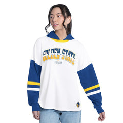 Golden State Warriors G-III 4Her by Carl Banks Women's Key Player Oversized Hooded Long Sleeve T-Shirt sale - White/Royal discount