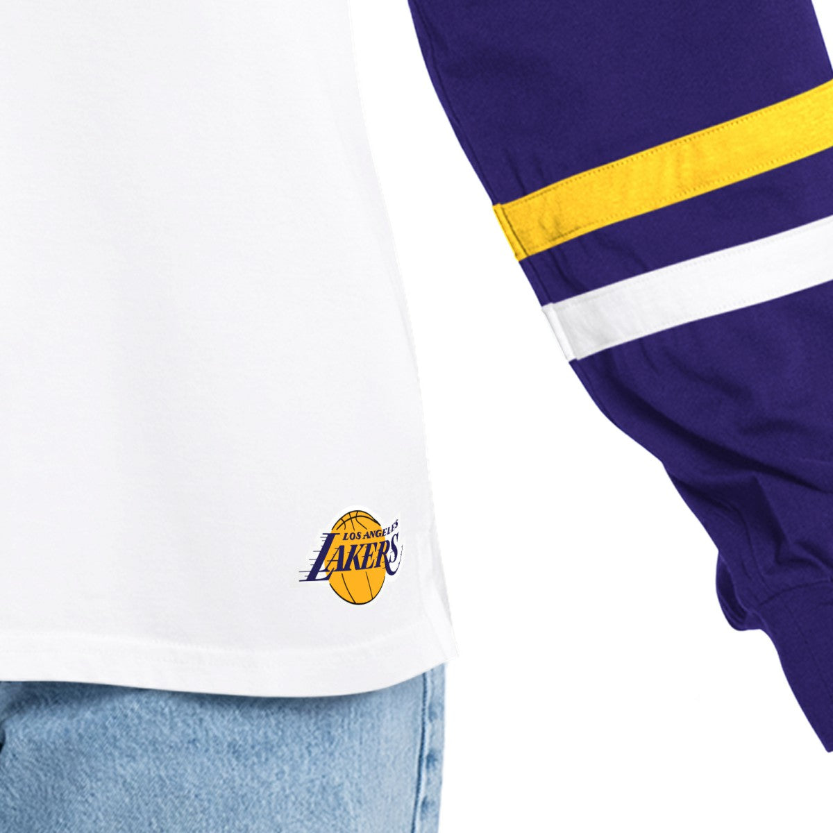 Los Angeles Lakers G-III 4Her by Carl Banks Women's Key Player Oversized Hooded Long Sleeve T-Shirt - White/Purple for sale