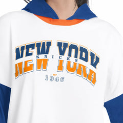 New York Knicks G-III 4Her by Carl Banks Women's Key Player Oversized Hooded Long Sleeve T-Shirt - White/Royal shop